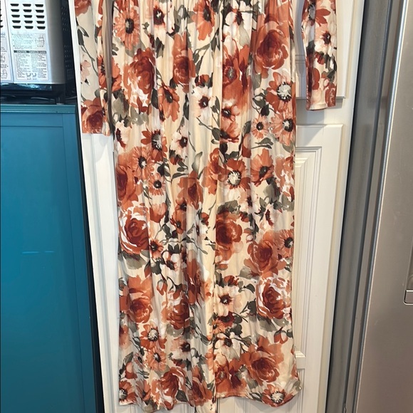 Orange Creek Floral Long Sleeve Dress Medium - Picture 2 of 5
